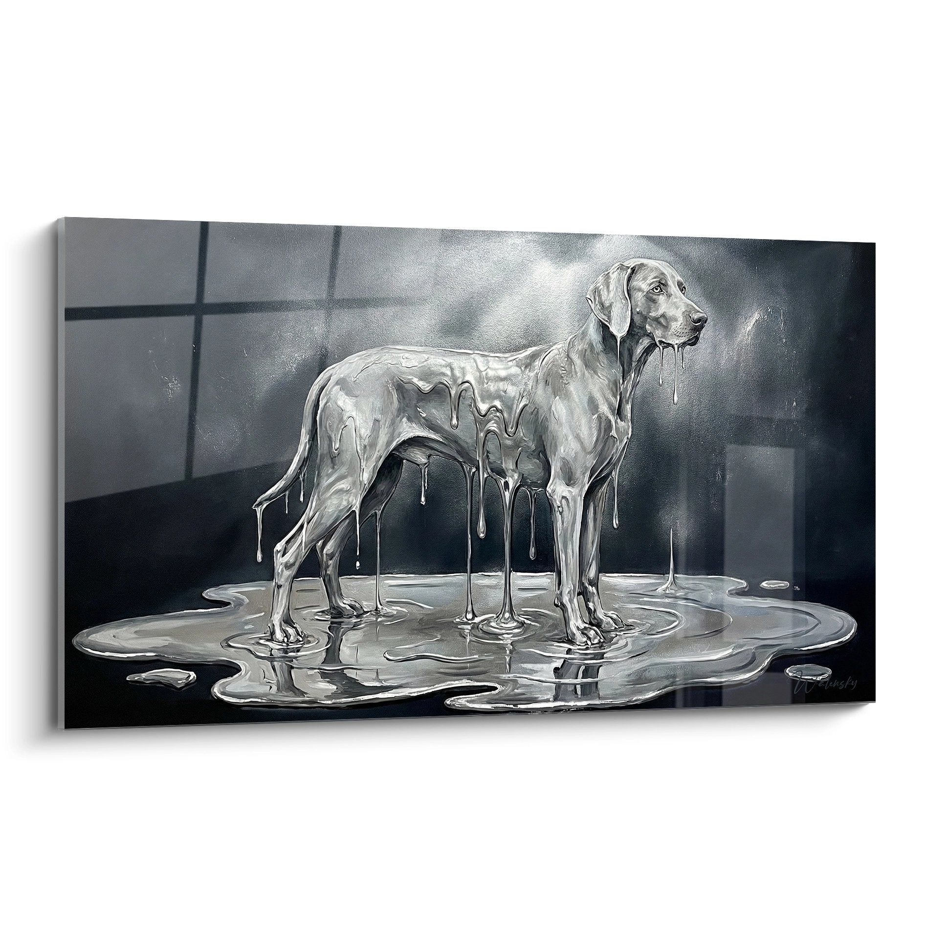 Weimaraner-portret – Zwart-wit karaktervol kunstwerk – Variant 2