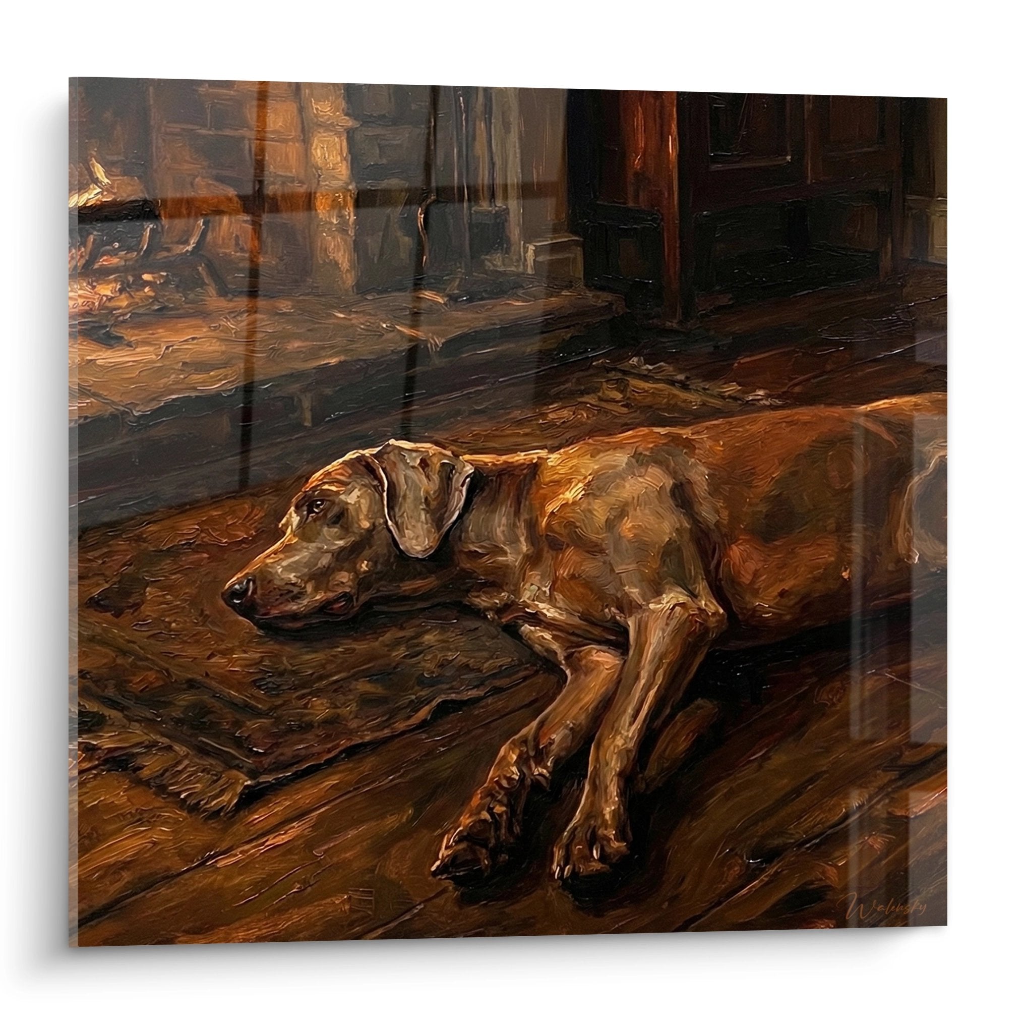 Liggende Weimaraner – karaktervol kunstwerk
