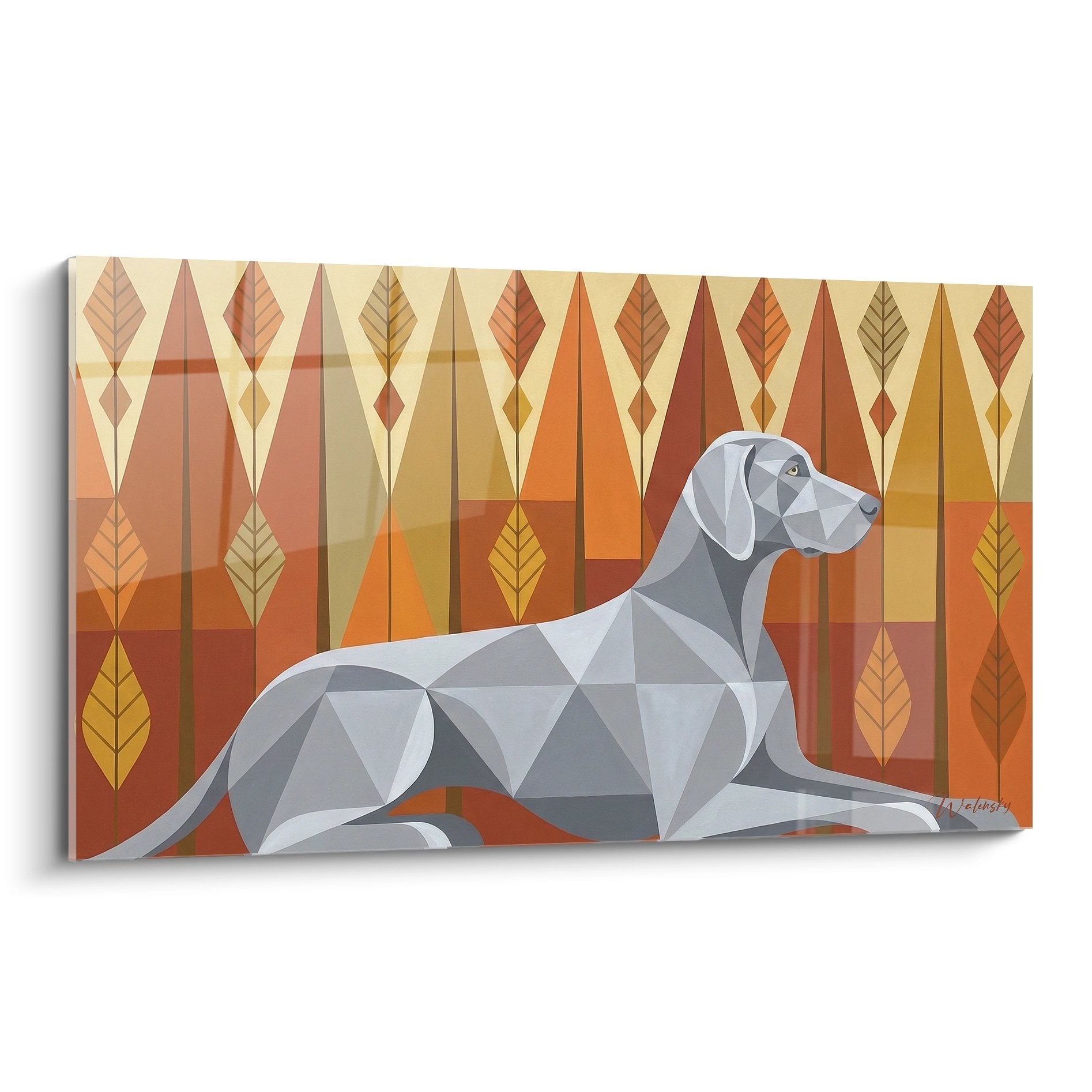 Weimaraner-portret – geometrisch kunstwerk met elegante uitstraling