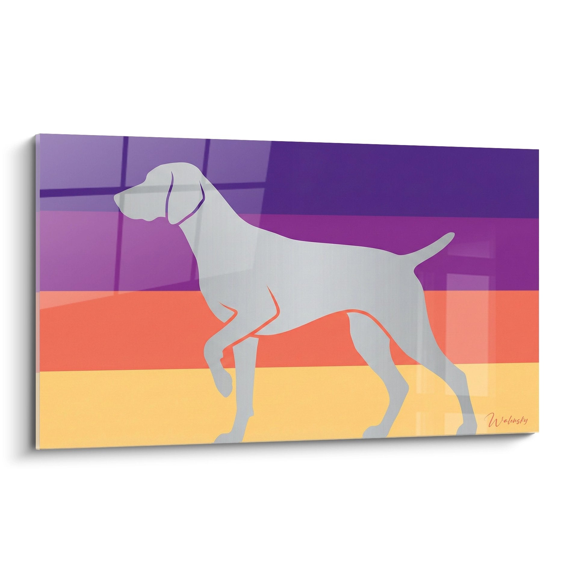 Silhouet van Weimaraner – Kleurrijk geometrisch kunstwerk met elegante uitstraling