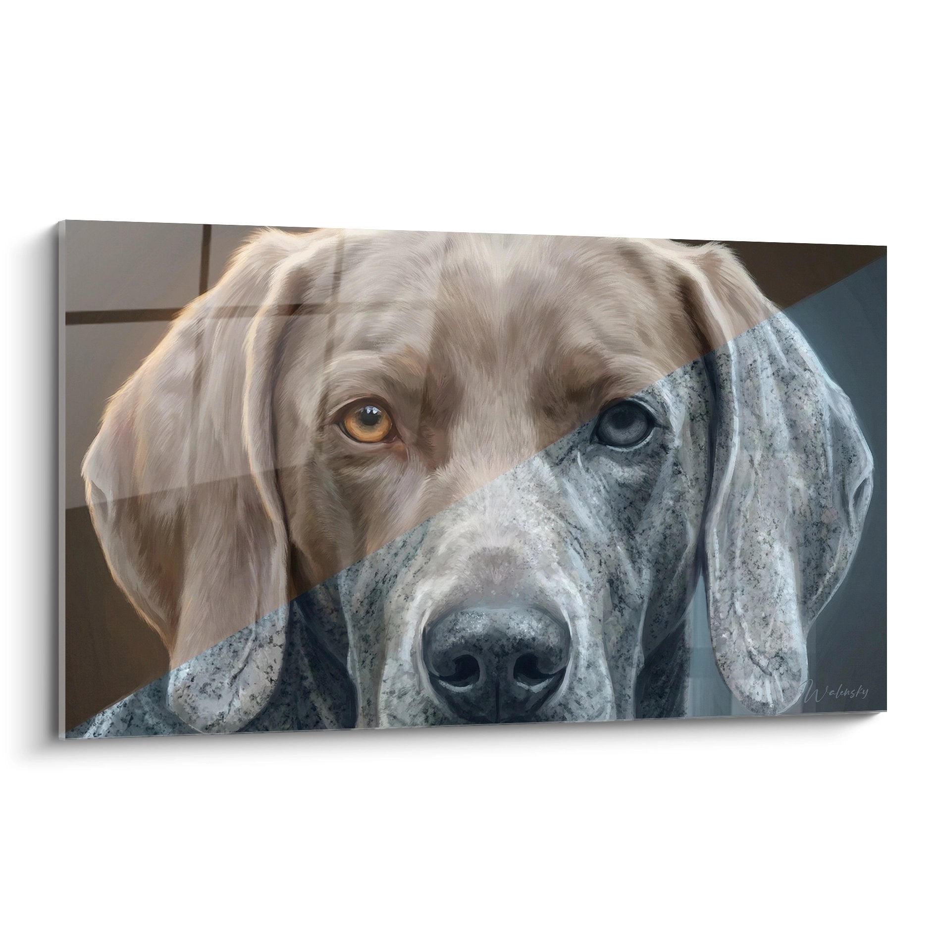 Weimaraner-portret – Kleurrijk karaktervol kunstwerk met intense blik